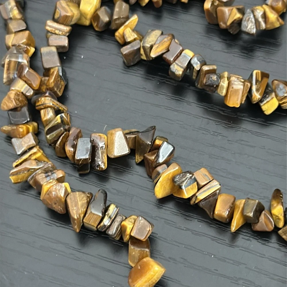 Continuous 42” Strand Polished Tiger Eye Chip Necklace